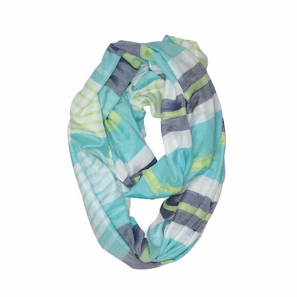 Calvin Klein‎ Striped Infinity Scarf Women's Blue Green White One Size Casual - Picture 1 of 6